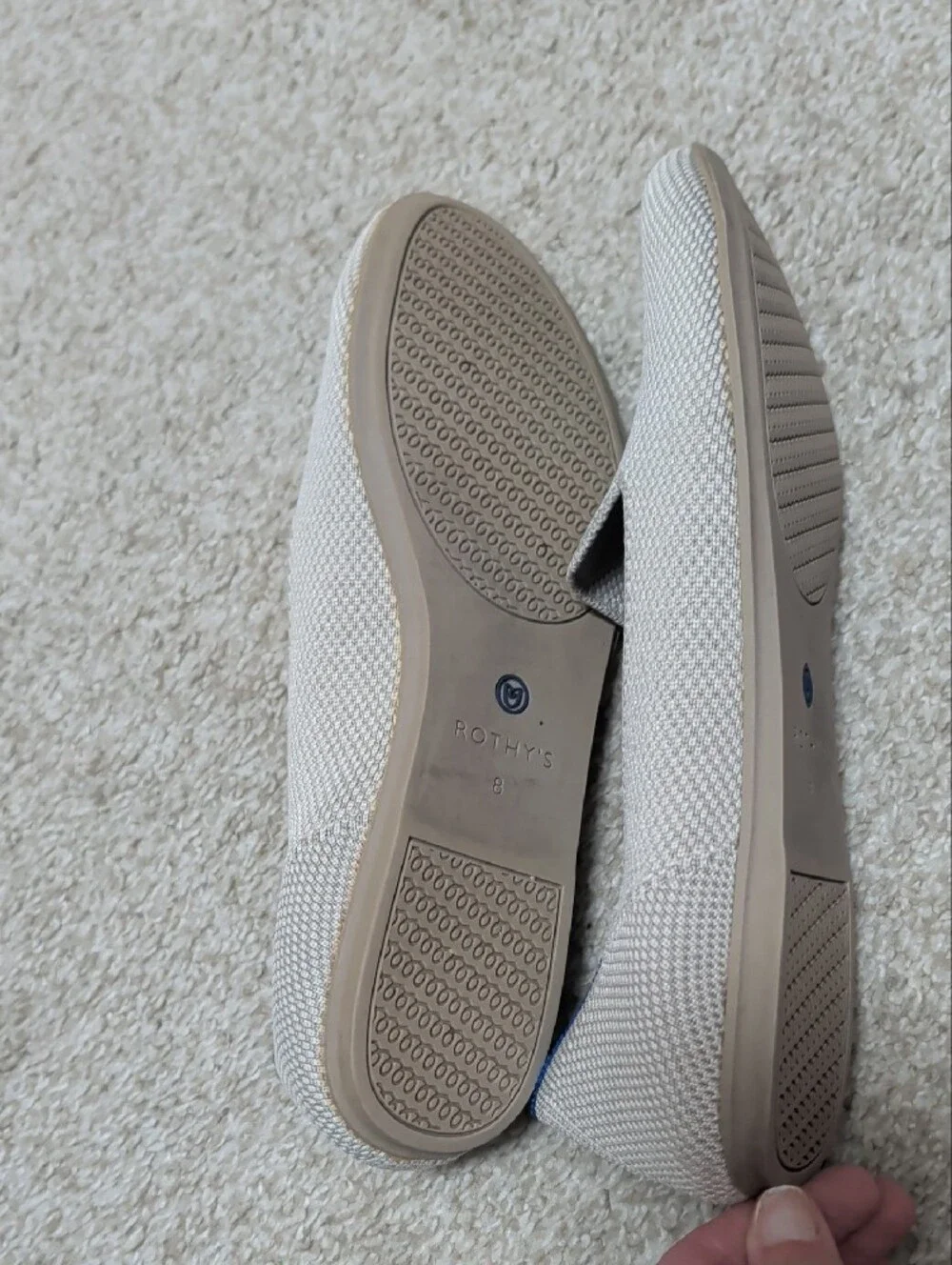 🌱 Rothy 🌱 Loafer Slip-On Flats in Light Beige / Cream Sz 8 GUC